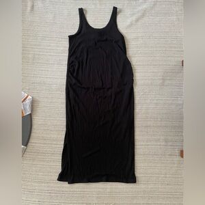 Maternity ribbed black sleeveless dress
